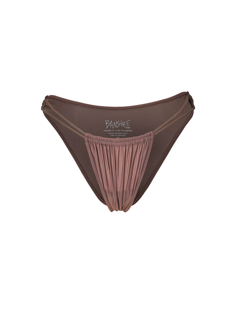 BANSHEE SWIM MULLET BOTTOM MOKKA HIGH-WAISTED BIKINI BOTTOM SIZE XS
