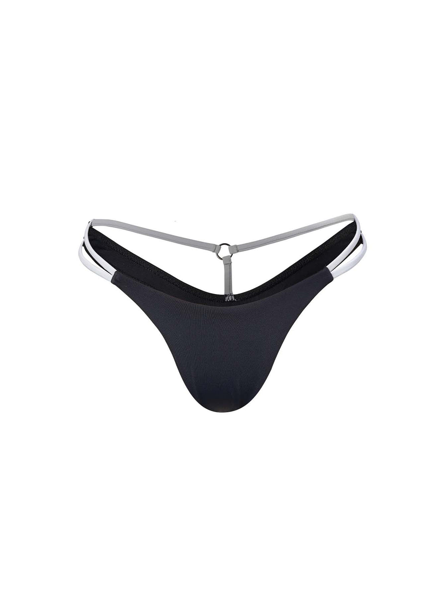 BANSHEE SWIM MILLS g STRING BIKINI BOTTOM - BLACK & WHITE SIZE L
